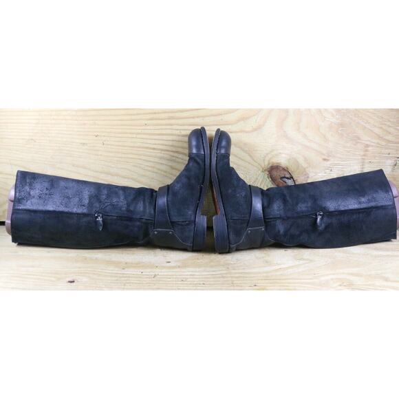 Rag and Bone Boots Womens 7 Black Suede Leather Riding Zip Up Tall Shoes - Picture 5 of 9